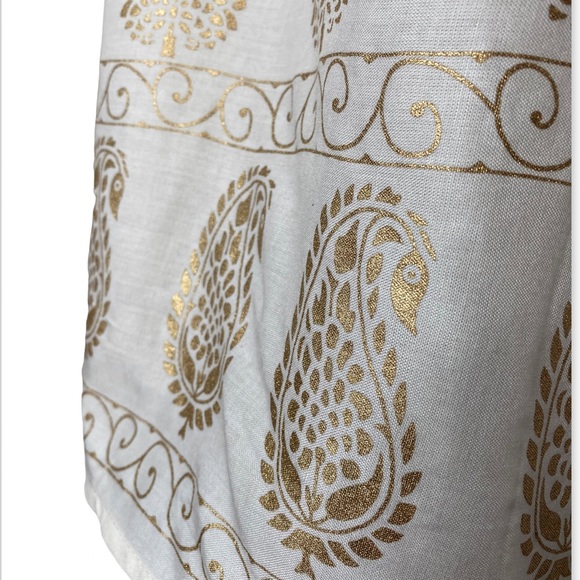 Brand New! Lapogee  Printed Cream and Gold Summer Dress with Pockets. Size SP - Picture 7 of 9